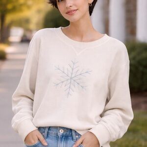 Soft Fuzzy Snowflake Christmas Top